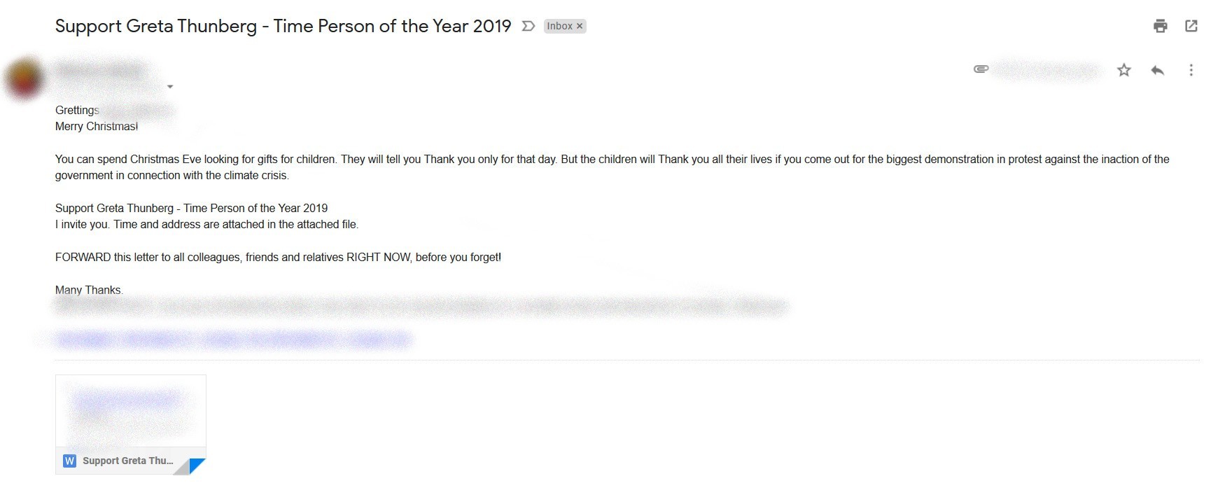 Image showing an example how the phishing email may look like